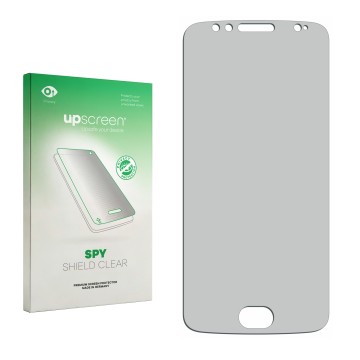 Vorderseite einer Produktverpackung mit dem Markenlogo upscreen. Daneben ist der zugehörige Displayschutz.