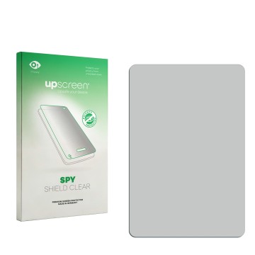 Vorderseite einer Produktverpackung mit dem Markenlogo upscreen. Daneben ist der zugehörige Displayschutz.