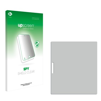 Face avant d’un emballage produit avec le logo de la marque upscreen. À côté se trouve la protection d’écran correspondante.