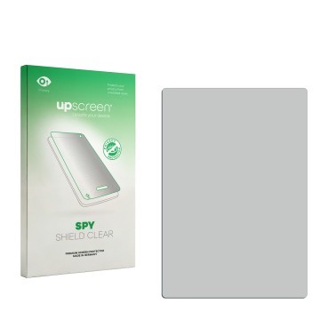 Parte frontal de un envase de producto con el logotipo de la marca upscreen. Al lado está el protector de pantalla correspondi