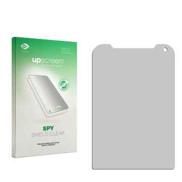 Face avant d’un emballage produit avec le logo de la marque upscreen. À côté se trouve la protection d’écran correspondante.