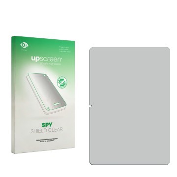 Vorderseite einer Produktverpackung mit dem Markenlogo upscreen. Daneben ist der zugehörige Displayschutz.