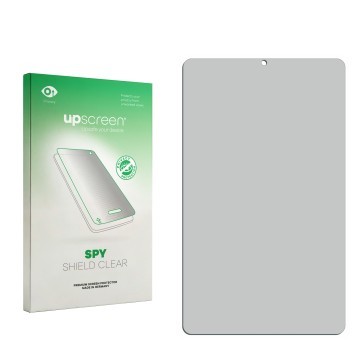 Vorderseite einer Produktverpackung mit dem Markenlogo upscreen. Daneben ist der zugehörige Displayschutz.