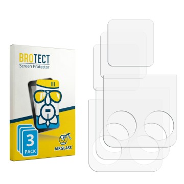 Parte frontal de un envase de producto con el logotipo de la marca BROTECT. Al lado está el protector de pantalla correspondie