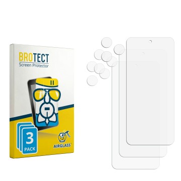 Parte frontal de un envase de producto con el logotipo de la marca BROTECT. Al lado está el protector de pantalla correspondie