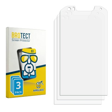 Parte frontal de un envase de producto con el logotipo de la marca BROTECT. Al lado está el protector de pantalla correspondie