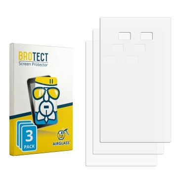 Parte frontal de un envase de producto con el logotipo de la marca BROTECT. Al lado está el protector de pantalla correspondie