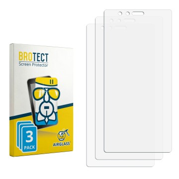 Parte frontal de un envase de producto con el logotipo de la marca BROTECT. Al lado está el protector de pantalla correspondie