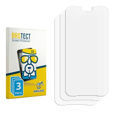 Parte frontal de un envase de producto con el logotipo de la marca BROTECT. Al lado está el protector de pantalla correspondie