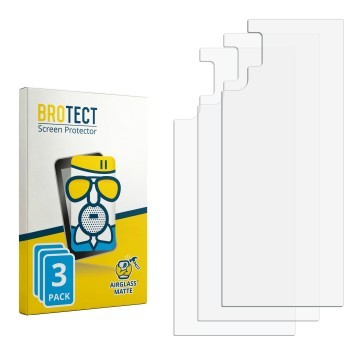 Parte frontal de un envase de producto con el logotipo de la marca BROTECT. Al lado está el protector de pantalla correspondie