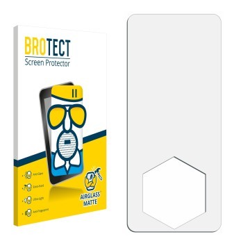 Parte frontal de un envase de producto con el logotipo de la marca BROTECT. Al lado está el protector de pantalla correspondie