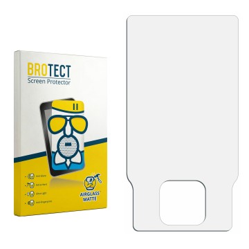 Parte frontal de un envase de producto con el logotipo de la marca BROTECT. Al lado está el protector de pantalla correspondie