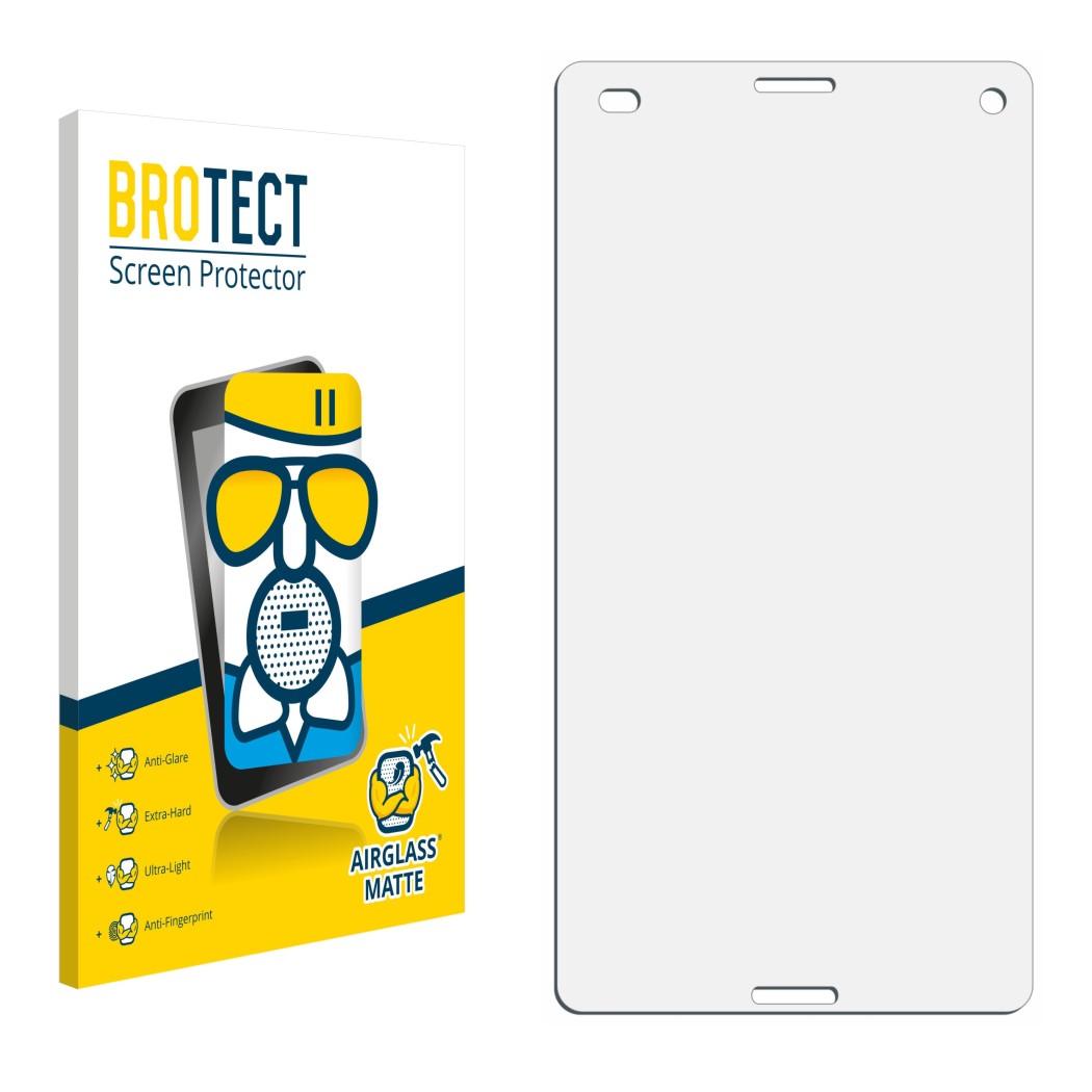 Vorderseite einer Produktverpackung mit dem Markenlogo BROTECT. Daneben ist der zugehörige Displayschutz.