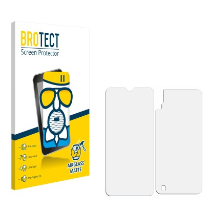 Front side of a product packaging with the brand logo BROTECT. Next to it is the corresponding screen protector.