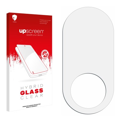 Face avant d’un emballage produit avec le logo de la marque upscreen. À côté se trouve la protection d’écran correspondante.