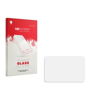 Front side of a product packaging with the brand logo upscreen. Next to it is the corresponding screen protector.