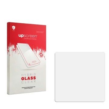 Front side of a product packaging with the brand logo upscreen. Next to it is the corresponding screen protector.