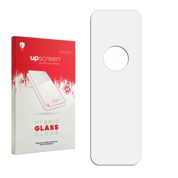 Front side of a product packaging with the brand logo upscreen. Next to it is the corresponding screen protector.