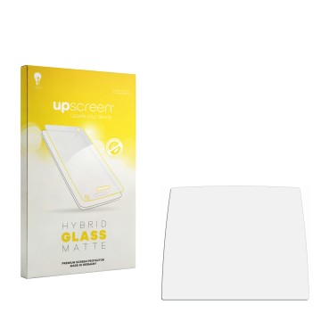 Vorderseite einer Produktverpackung mit dem Markenlogo upscreen. Daneben ist der zugehörige Displayschutz.