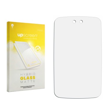 Face avant d’un emballage produit avec le logo de la marque upscreen. À côté se trouve la protection d’écran correspondante.
