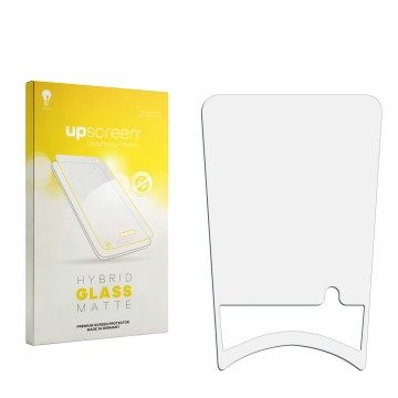 Face avant d’un emballage produit avec le logo de la marque upscreen. À côté se trouve la protection d’écran correspondante.