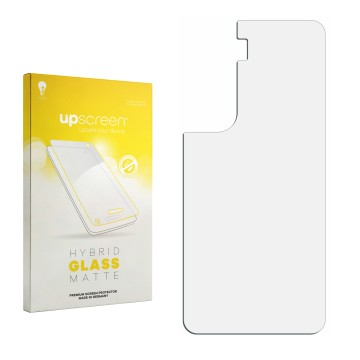 Parte frontal de un envase de producto con el logotipo de la marca upscreen. Al lado está el protector de pantalla correspondi