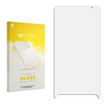 Front side of a product packaging with the brand logo upscreen. Next to it is the corresponding screen protector.
