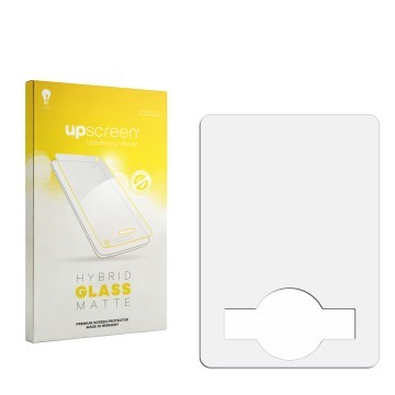 Face avant d’un emballage produit avec le logo de la marque upscreen. À côté se trouve la protection d’écran correspondante.
