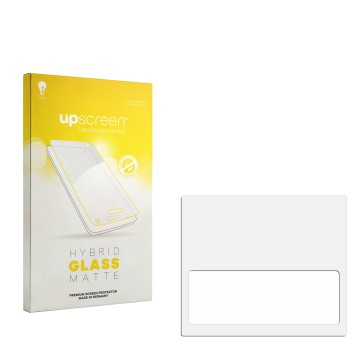 Face avant d’un emballage produit avec le logo de la marque upscreen. À côté se trouve la protection d’écran correspondante.