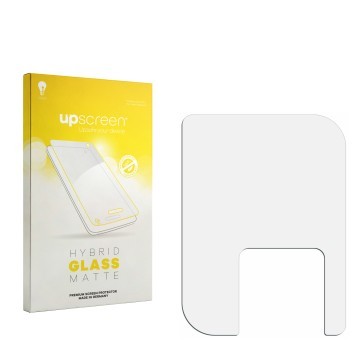 Face avant d’un emballage produit avec le logo de la marque upscreen. À côté se trouve la protection d’écran correspondante.