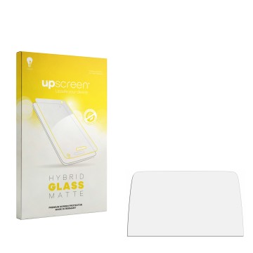 Vorderseite einer Produktverpackung mit dem Markenlogo upscreen. Daneben ist der zugehörige Displayschutz.