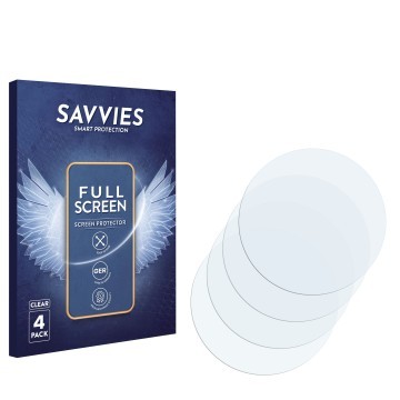 Parte frontale di una confezione del prodotto con il logo del marchio Savvies. Accanto si trova la protezione per lo schermo c