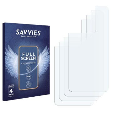 Vorderseite einer Produktverpackung mit dem Markenlogo Savvies. Daneben ist der zugehörige Displayschutz.