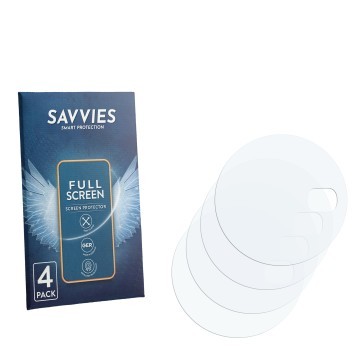 Face avant d’un emballage produit avec le logo de la marque Savvies. À côté se trouve la protection d’écran correspondante.
