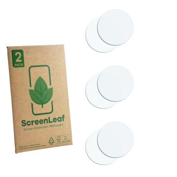 Vorderseite einer Produktverpackung mit dem Markenlogo ScreenLeaf. Daneben ist der zugehörige Displayschutz.