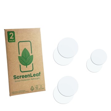 Vorderseite einer Produktverpackung mit dem Markenlogo ScreenLeaf. Daneben ist der zugehörige Displayschutz.