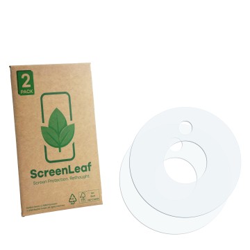 Vorderseite einer Produktverpackung mit dem Markenlogo ScreenLeaf. Daneben ist der zugehörige Displayschutz.