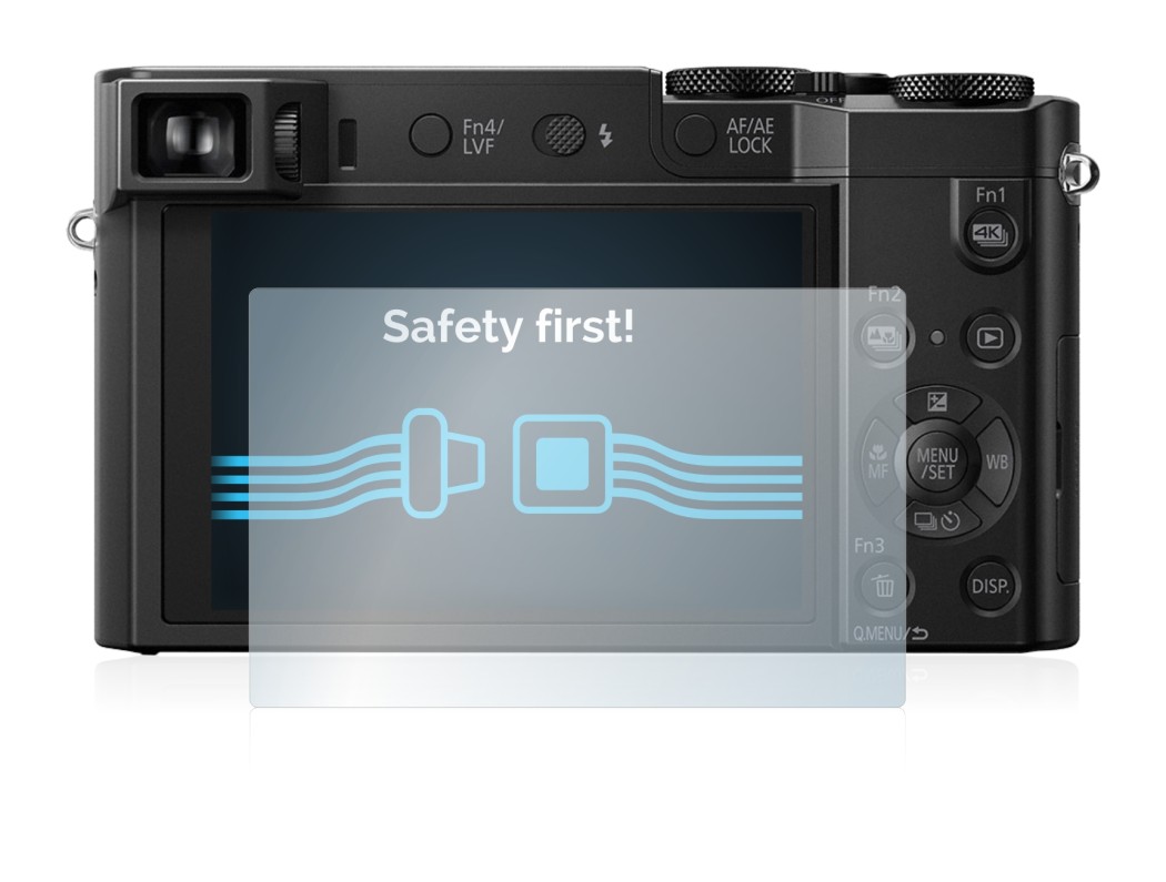 Abbildung des Geräts Panasonic Lumix DMC-TZ101 mit einer Vielzahl des Displayschutzes.