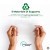 Informazioni sul materiale di supporto riciclato, composto al 100% da PET PCR riciclato. In basso è visibile il logo del "Glob