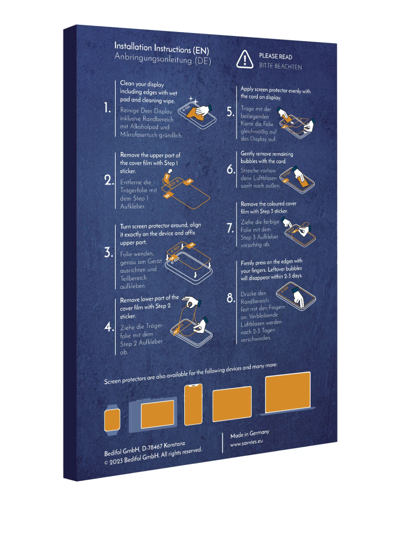 Back side of a product packaging with the brand logo Savvies