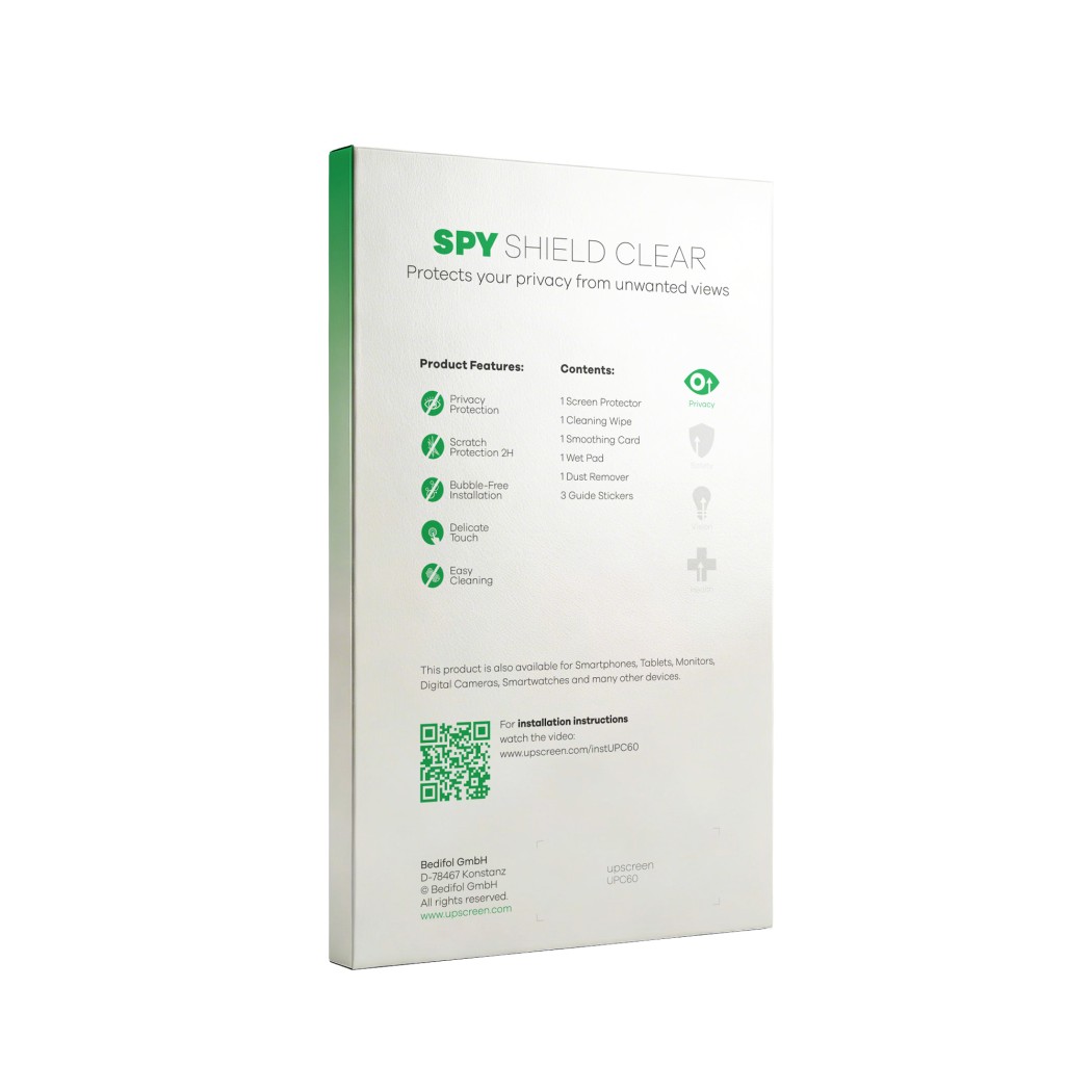 Back side of a product packaging with the brand logo upscreen