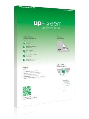 Parte posteriore di una confezione del prodotto con il logo del marchio upscreen