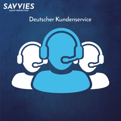 Silhouette mehrerer Menschen mit Headset und der Überschrift "Deutscher Kundenservice"