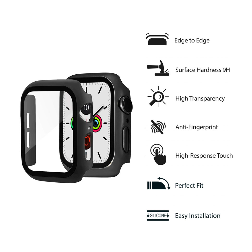 2x Savvies custodia con vetro temperato, Full Cover custodia per Apple Watch  Series 5 (40 mm) (nero) | protectionfilms24.it