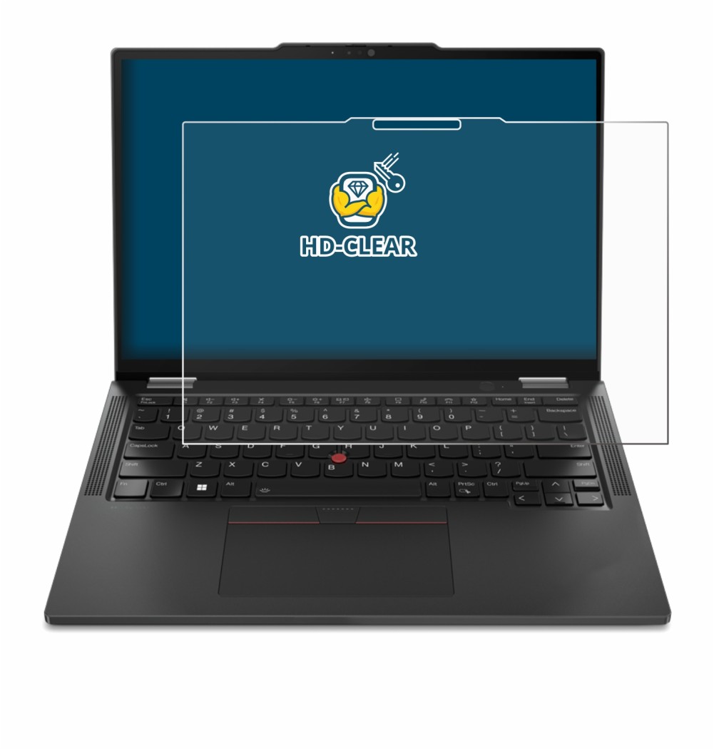 Abbildung des Geräts Lenovo ThinkPad X13 2-in-1 Gen 5 mit einer Vielzahl des Displayschutzes.