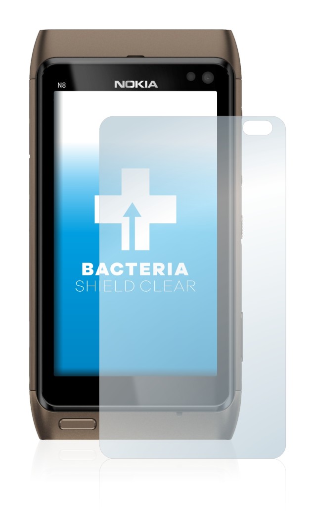 Imagen del dispositivo Nokia n8 con una amplia variedad de protectores de pantalla.