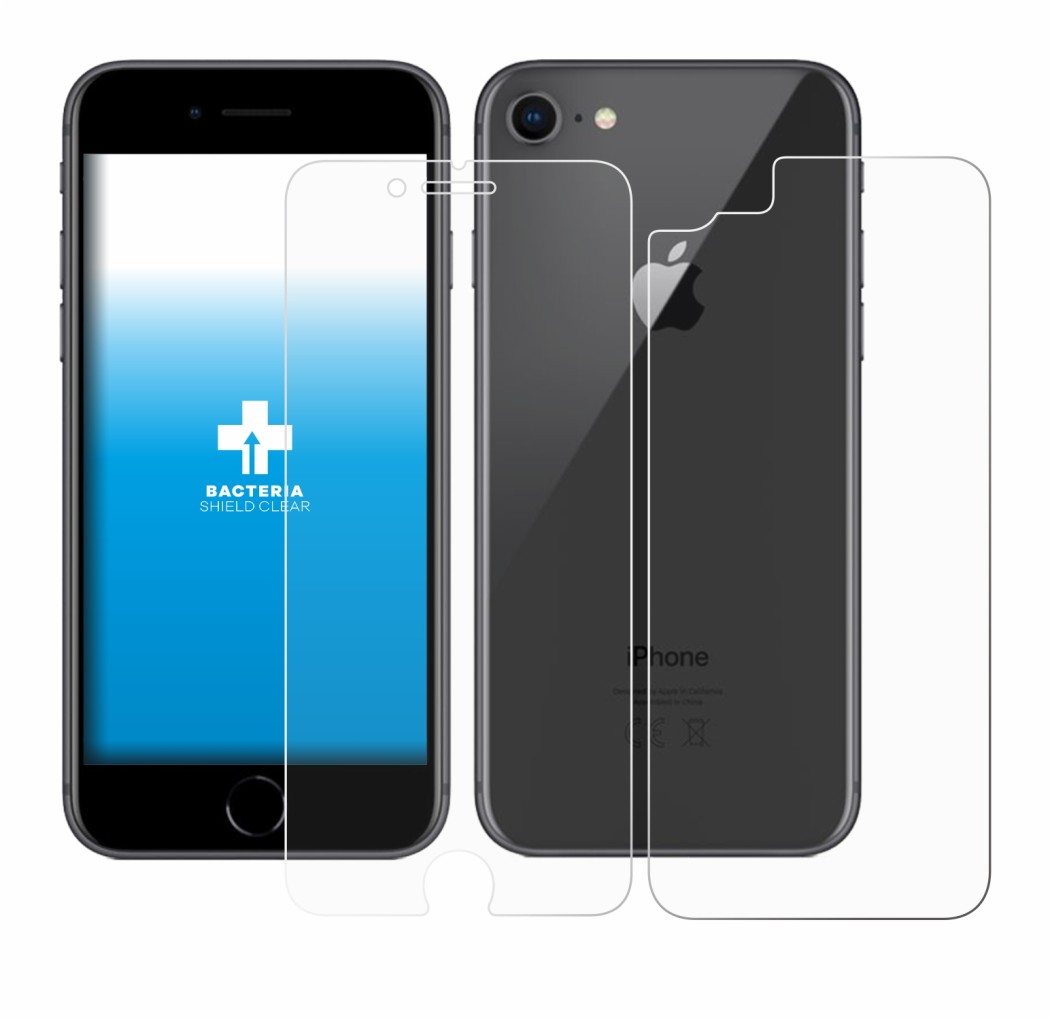 Immagine del dispositivo Apple iPhone 8 (Fronte+Retro) con un'ampia varietà di protezioni per lo schermo.