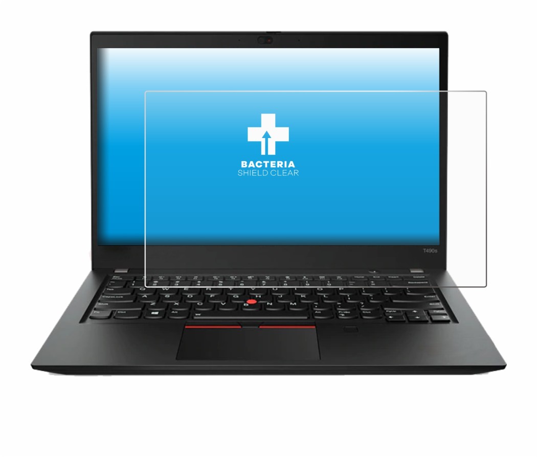Immagine del dispositivo Lenovo ThinkPad T490s con un'ampia varietà di protezioni per lo schermo.