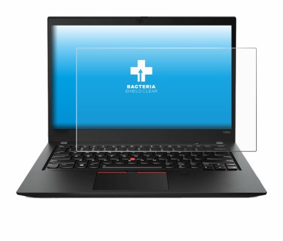 Immagine del dispositivo Lenovo ThinkPad T490s con un'ampia varietà di protezioni per lo schermo.
