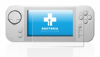 Immagine del dispositivo Evercade EXP con un'ampia varietà di protezioni per lo schermo.